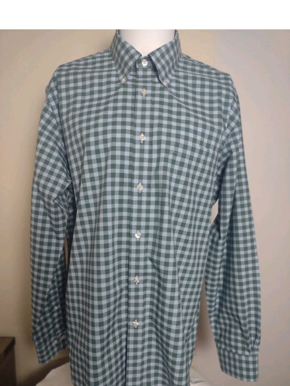 Brooks Brothers Large Green Blue Gingham Button-Down Shirt